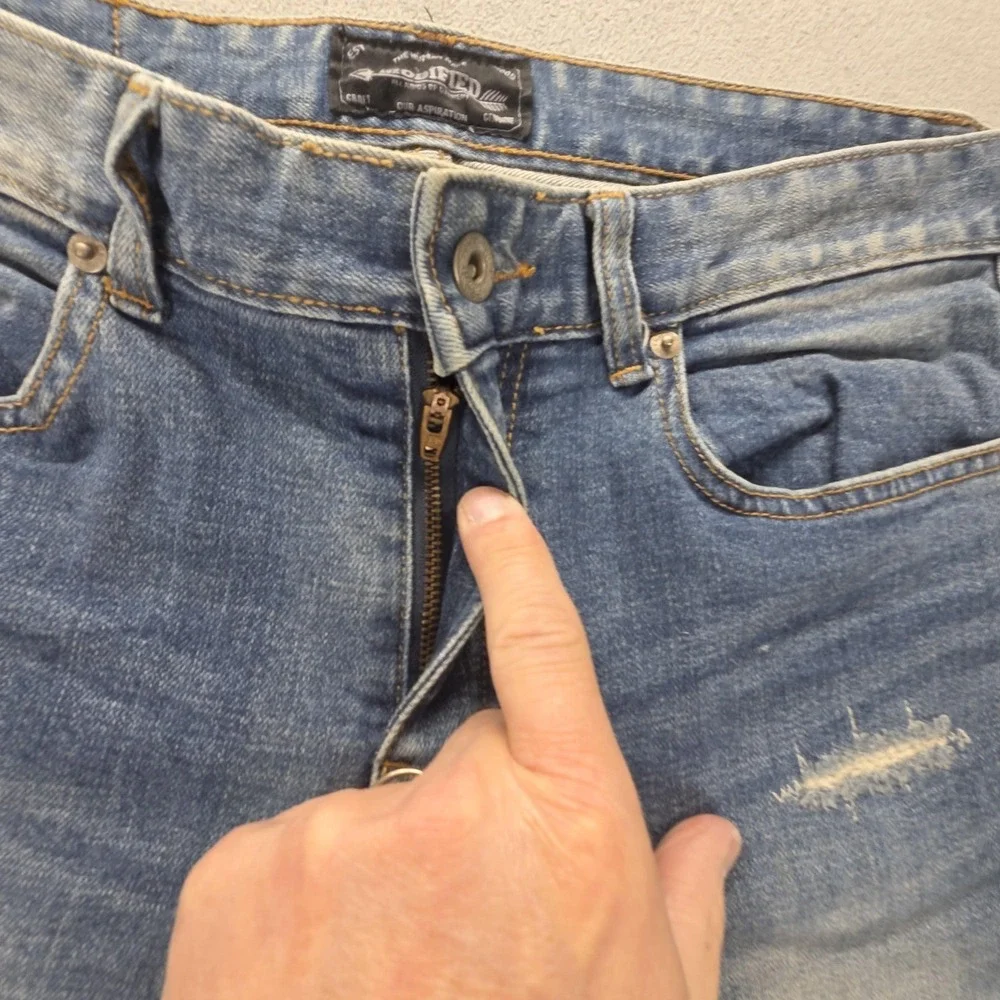 Modified‎ Jeans Mens Blue Selvedge Thrashed Whiskers Honeycomb Fits 30x25